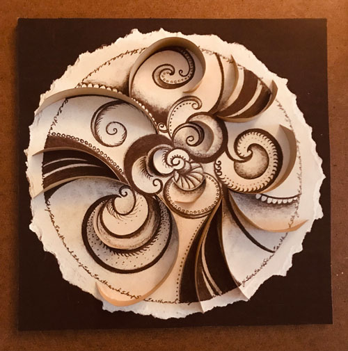 'sea, earth & sky' print with quilling